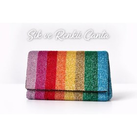 Resim OPS Fashion Store Ops Colore Clutch (boncuk işlemeli clutch çanta) 