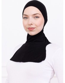 Resim Siyah Ninja Bone Boyunluklu Likralı Sporcu Bonesi Kadın Pratik Tesettür Hijab Başörtü Siyah 