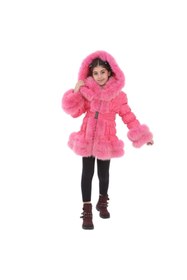 Resim janbely Pembe Kapüşonlu Çocuk Montu 