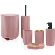 Resim The Mia Stripe Banyo Seti Pembe 6 Parça 