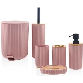 Resim The Mia Stripe Banyo Seti Pembe 6 Parça 
