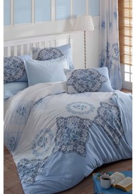 Resim Çift Kişilik Ranforce Nevresim Takımı %100 Pamuklu Şimal Mavi 