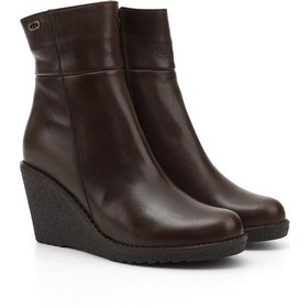 Resim Gönderi R Kahverengi Fermuarlı Dolgu Topuklu Hakiki Deri Bot kahverengi 