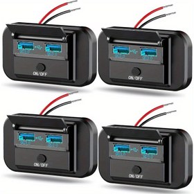 Resim 1 Adet 12V RV Anahtarlı USB Çıkışı ile Hızlı Şarj QC3.0 USB-A Portlu Duvar Montajı Panosu, 12 Volt Araba USB Soketi Şarj Adaptörü için Karavan Deniz Teknesi Otobüs Motosiklet Kamyon Golf Arabası Fişleri, Girişler ve Prizler 
