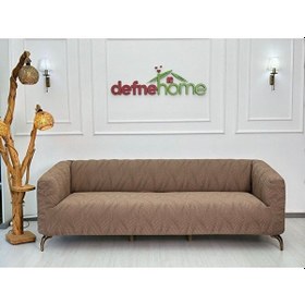 Resim Kalın Krokan Lastikli 3311 Lastikli Kanepe Koltuk Örtüsü Çekyat Krem 