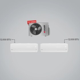 Resim 1+2 Multi Ekolojik Inverter Klima - (1 Adet Dış Ünite + 2 Adet 12+12 BTU İç Ünite) - Yeni Nesil İç Üniteler / Opsiyonel Wi-Fi / A++ 