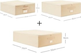 Resim Ocean Home Textile 3'lü Bej Balıksırtı Destekli Hurç Set 31 x 38 x 12 + 45 x 55 x 18 + 55 x 70 x 18 cm 