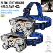 Resim 1/2 adet Taşınabilir 5LED Açık Kafa Lambası, Dahili Pil, USB Şarj Edilebilir, Seyahat, Kamp, Balıkçılık, Avcılık için Uygun Taşınabilir İş Işığı Kafa Lambası, En İyi Noel için, En Mükemmel Şükran Günü için 
