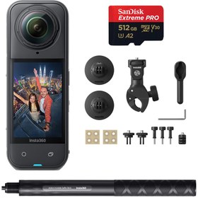 Resim Insta360 X5 Aksiyon Kamerası Motosiklet Kiti + 512 GB SD Kart 