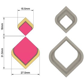 Resim Polimer Kil Küpe Kalıbı Model 0003 