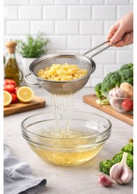 Resim Çelik Süzgeç Paslanmaz Bakliyat Süzgeci 22 Cm Gri 