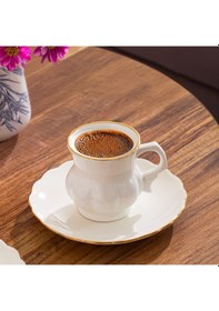 Resim Perotti 4311 Emery 12 Parça Yaldızlı Porselen Kahve Fincan Takımı 