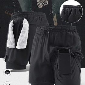 Resim Erkekler için İç Astarlı Atletik Şortlar - Yan Cepli, Hızlı Kuruyan Antrenman Basketbol Koşu Pantolonları, Jogging ve Halter Antrenmanı için Yazlık Spor Giyim (Siyah), Ayarlanabilir Rahat Bel Bandı, Nefes Alabilen Kumaş 