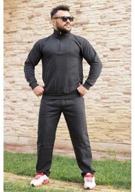 Resim Antrasit Dik Balıkçı Yaka Rahat Kalıp Yarım Fermuarlı Erkek Eşofman Takım 21EESTYAKT Antrasit 