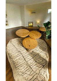 Resim Simillo Wood Wooden Ahşap 3 Lü Set Mantar Yan Sehpa Modern Koyu Ceviz Renkli Fiskos Zigon Sehpa Koyu Ceviz 