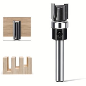 Resim 6-Desen 1/4 Saplı Rulman Düz Kenar Ahşap İşleme Kesme Freze Oluk Kesici Lineer Kesici Kesme Bıçağı Düz Kesici 