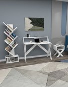 Resim X Çalışma Odası Seti Çalışma Masası Kitaplık Komodin Çalışma Masası Seti - Beyaz 