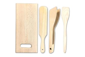 Resim EkoAlışverişDünyam Pratik Kullanım Ahşap Büyük Mutfak Seti 4 Parça (1124) 