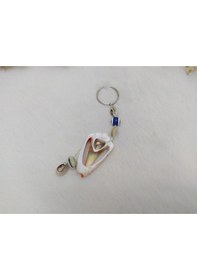 Resim Doğal Deniz Kabuğu Nazar Boncuklu Anahtarlık Çanta Süsü 