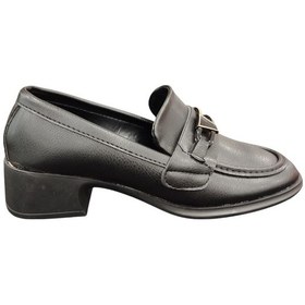 Resim Ventes 4cm Kalın Topuk Tokalı Günlük Kadın Loafer Makosen Ayakkabı Siyah 