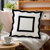 Resim 1 adet Modern Minimalist Dekoratif Yastık Kılıfı - Siyah ve Beyaz Soyutlu Kenar ile Merkezde Kare, Fermuar Kapatma Yastık Kılıfı, Oturma Odası, Yatak Odası, Ofis için - Makinede Yıkanabilir Çağdaş Ev Dekorasyonu Acent Yastık Kılıfı, Yatak Odası Aksesuarı, Geometrik Desen, Dayanıklı Kumaş, İç Mimarlar, 2D Düz 