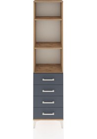 Resim Arges Dolap 3 Raflı 4 Çekmeceli 44x30x182 Çam-antrasit Çam 