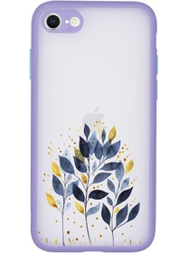 Resim mooodcase Iphone Se Uyumlu 2020 Kamera Lens Korumalı Mavi Yaprak Desenli Lüx Telefon Kılıfı 