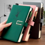Resim Vintage Esintili A5 Defter, Yumuşak Kapak, Manyetik Kapatma & Yer İşaretleri - Çok Renkli, Su Geçirmez, Günlük Ofis Kullanımı veya Üniversite Günlüğü için İdeal 