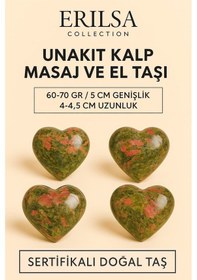 Resim Sertifikalı Unakit Kalp Masaj ve El Taşı – Duygusal Denge ve Ruhsal Arınma Kristali 