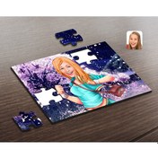 Resim Kişiye Özel Kadın Karikatürlü Ahşap Puzzle-52 
