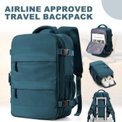 Resim COOFAY Hafif Seyahat Sırt Çantası - Havayolu Onaylı, Baş Üstü & Elde Taşınabilir, 39.62cm Laptop Bölmesi, Çok Cepli Düzenleyici, Ayakkabı Saklama Alanı Bulunan Teal Naylon Çanta, Yürüyüş, Okul, İşe Gidiş Geliş, Seyahat Sırt Çantası 