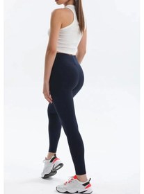 Resim Kadın Lacivert Yüksek Bel Toparlayıcı Ve Sıkılaştırıcı Tayt Yüksek Kalite Spor Ve Günlük Kullanım Lacivert 