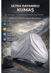 Resim Yuki Risotto 125 Motor Brandası,motosiklet Brandası Gri Renk Kar Su Yağmur Geçirmez,motor Örtüsü,motor Çadırı,motorsiklet Brandası Coverplus Kalitesiyle 
