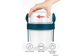Resim Storemax Müsli ve Granola Kapsülü, 1100 ml Sızdırmaz Yoğurt Kabı, And Go Kaşıklı Granola Kabı, Pratik ve Taşınabilir Tasarım (Lacivert) 