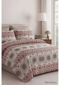 Resim Çift Kişilik Pamuklu Nevresim Takımı Kareli Motifli Çok Renkli 