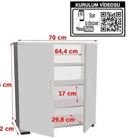 Resim Ard-112 Ayakkabılık 2 Kapaklı Ayakkabı Dolabı - Beyaz Beyaz 