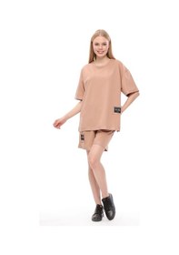 Resim Hgfashion İkili Şort Tişört Takımı Kahverengi 