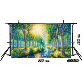 Resim Venspor Güneşli Renkli Orman Manzaralı Arkaplan, 200x150cm Fon Duvar Örtüsü 