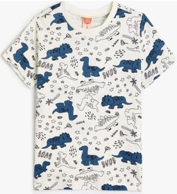 Resim Koton Erkek Bebek Dinozorlu Tişört Kısa Kollu Bisiklet Yaka Pamuklu 001 
