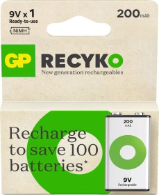 Resim Recyko 200 mAh 9V Şarjlı Pil 