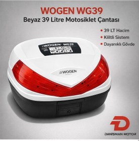 Resim Wogen Wg39 Beyaz 39 Litre Motosiklet Arka Çanta Topcase Kilitli Sistem Beyaz 