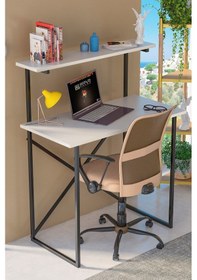 Resim Çalışma Masası Raf Kitaplık Çok Amaçlı Ofis Masa Beyaz 