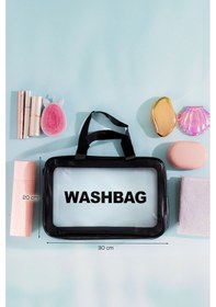 Resim Porsima 3142 2li Şeffaf Seyahat Ve Makyaj Çantası Su Geçirmez Organizer Washbag 