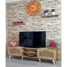 Resim Mobilya Sepeti (MS 50) Tv Ünitesi Dolabı,Raflı,Seperatörlü Meşe 