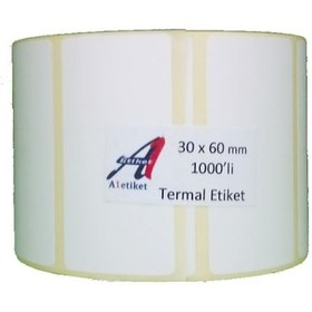 Resim A1 Kuşe Etiket 30 X 60 MM Barkod Etiketi 1000 Sarım 10 Rulo 10.00 
