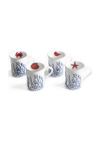 Resim Mercan Kupa 4 Lü Set Beyaz - Mavi 