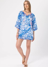 Resim Mavi beyaz desenli Mona tunik - M/L (40-42) 