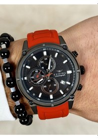 Resim Ferro Kırmızı Silikon Kordon Erkek Kol Saati Fm31363d-zk Tüm Fonksiyonlar Aktif 3 Atm Su Geçirmez Siyah 