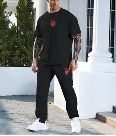 Resim Unisex Baskılı Cepli Eşofman Takımı - Siyah Siyah 