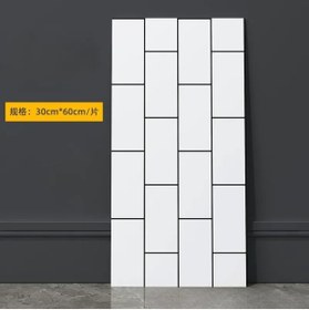 Resim Doori Dikdörtgen damalı çizgili Yapışkanlı Pvc Duvar Kaplama Mutfak Banyo Sticker 30*60cm 6 Adet 1,08mt2 